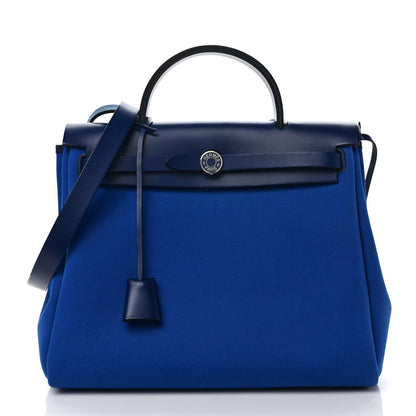 Hermes Toile Vache Hunter Herbag Zip 31 PM Bleu Electrique Bleu Indigo 3 of 11