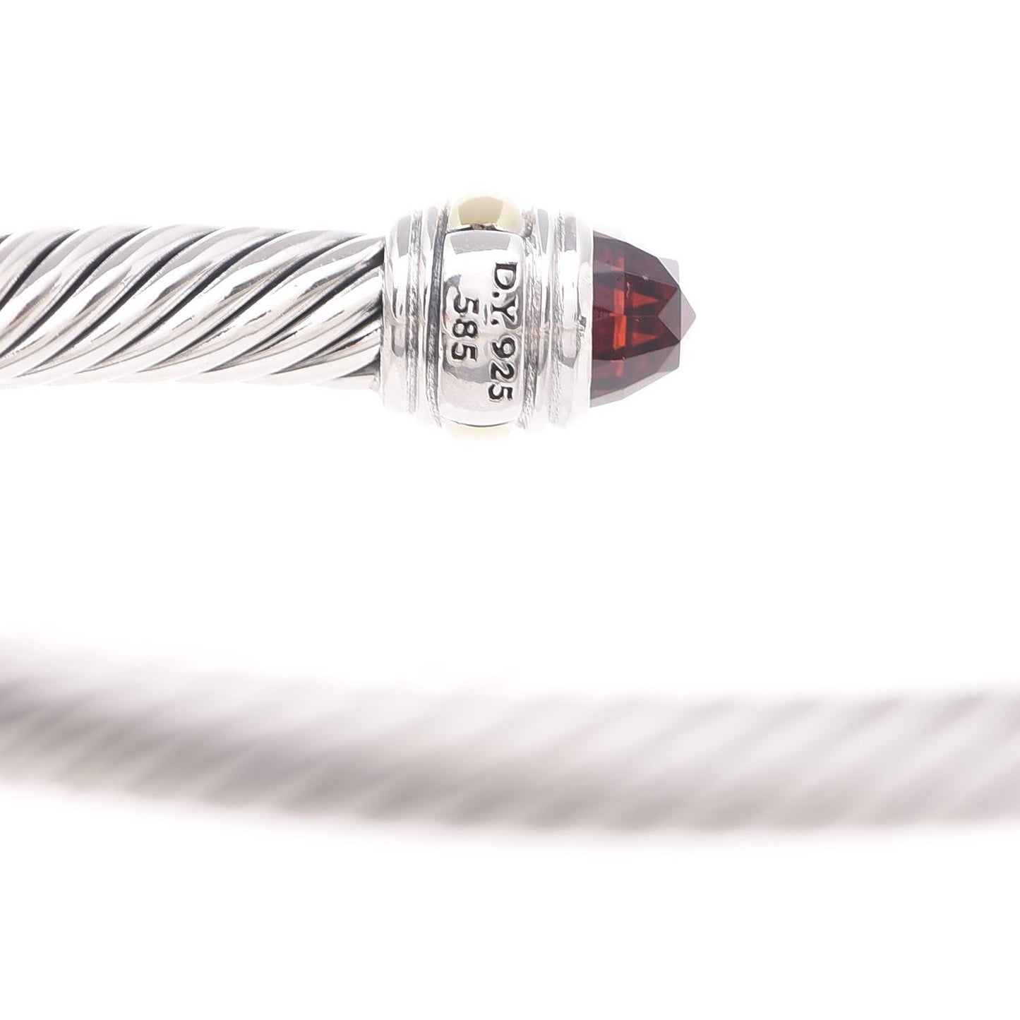 Sterling Silver 14K Yellow Gold Garnet 5mm Cable Classics Bracelet