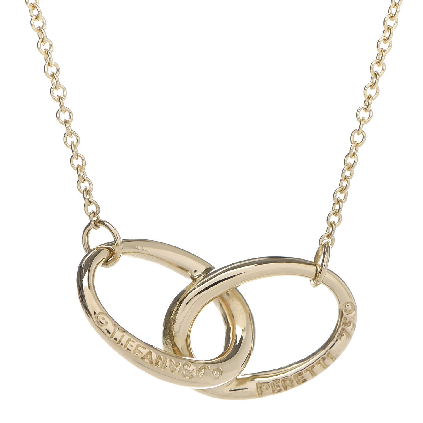 18K Yellow Gold Elsa Peretti Interlocking Ovals Pendant Necklace
