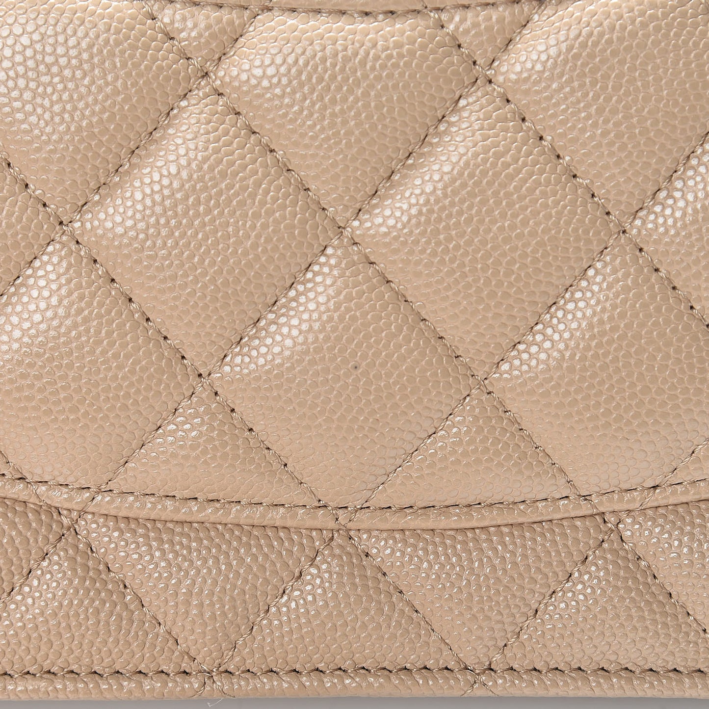 Caviar Quilted Wallet On Chain WOC Beige