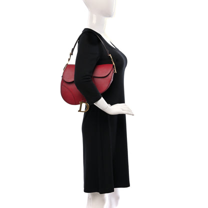 Christian Dior Grained Calfskin Saddle Bag Red 2 of 12