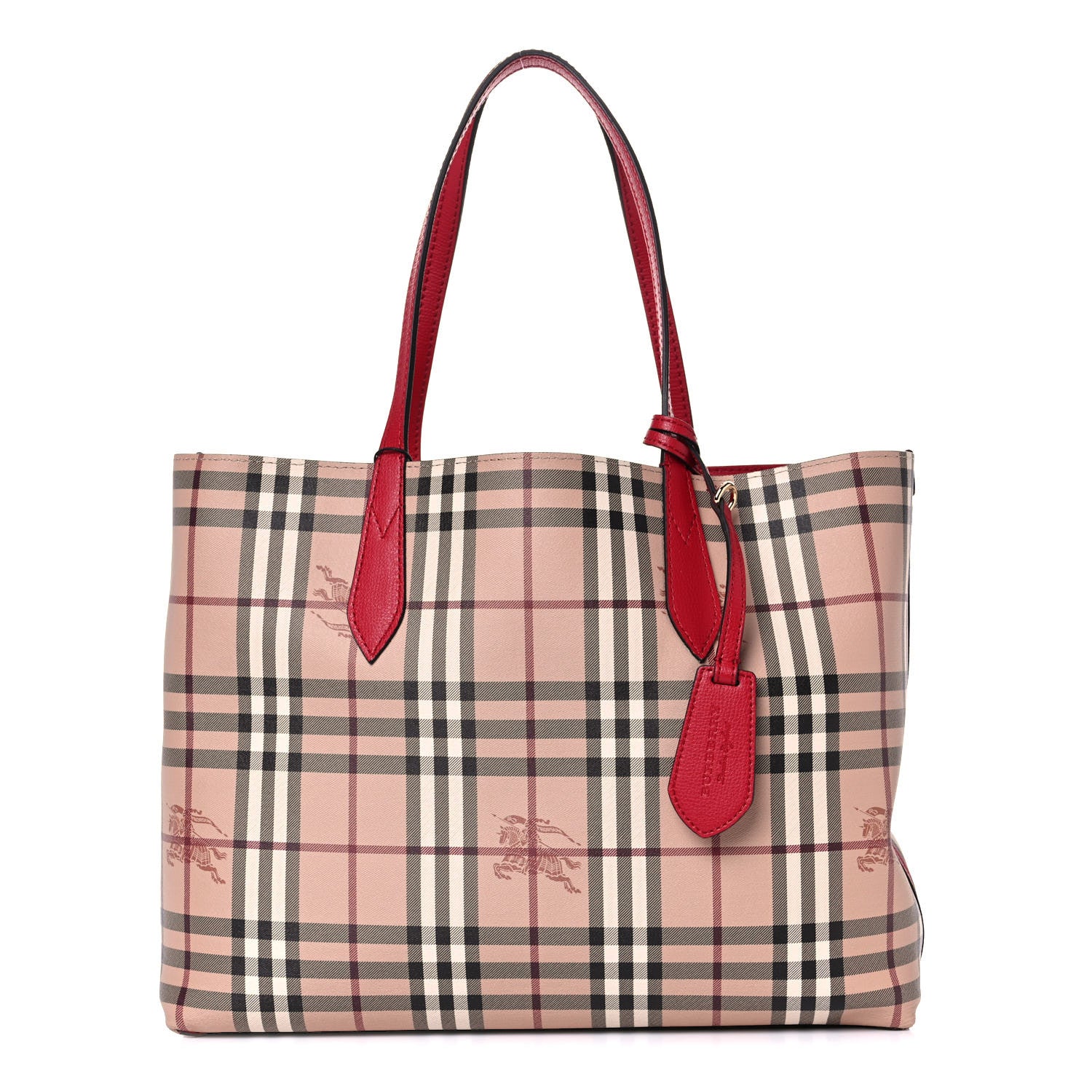 Burberry Haymarket Check Medium Reversible Tote Poppy Red 1 of 18