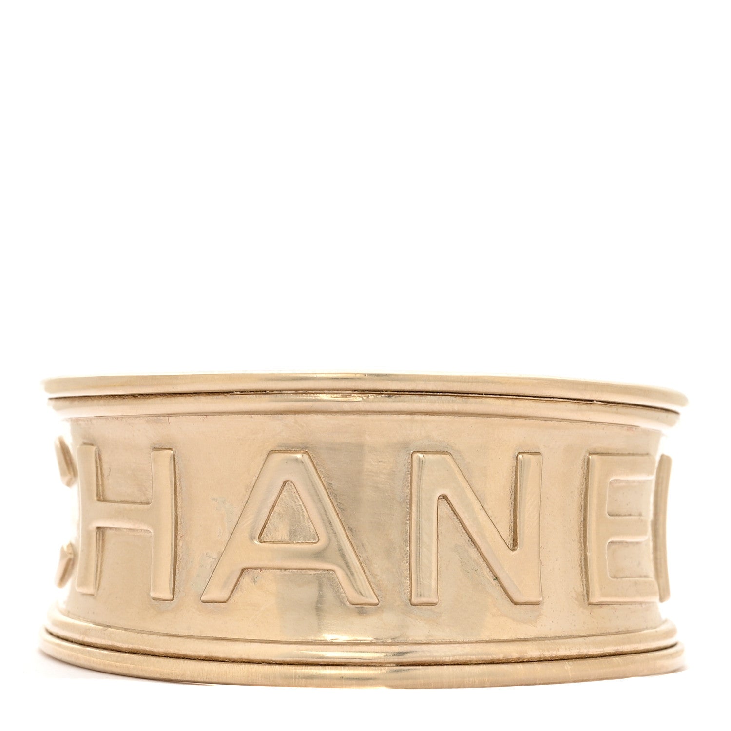 Chanel Metal Logo Cuff Bracelet Gold 1 of 6