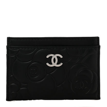 Chanel Lambskin Camellia Embossed Card Holder Black 1 of 10