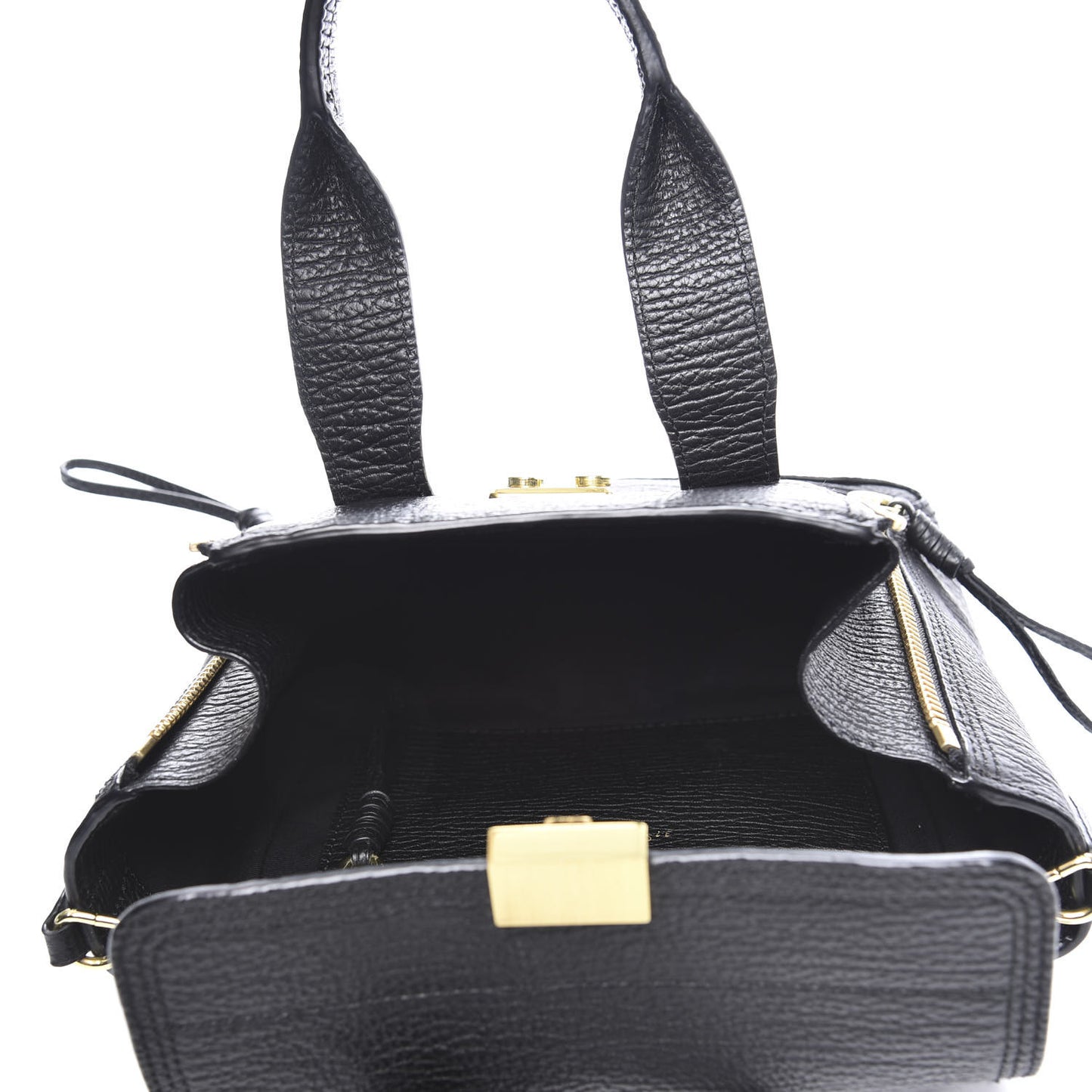 3.1 Textured Calfskin Mini Pashli Satchel Black