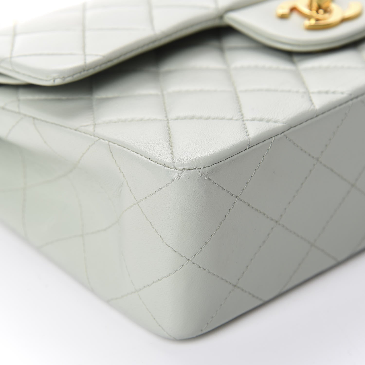 Chanel Lambskin Quilted Small Double Flap Light Grey 5 of 10