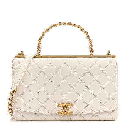 Chanel Lambskin Quilted La Parisienne Top Handle Flap White 1 of 16
