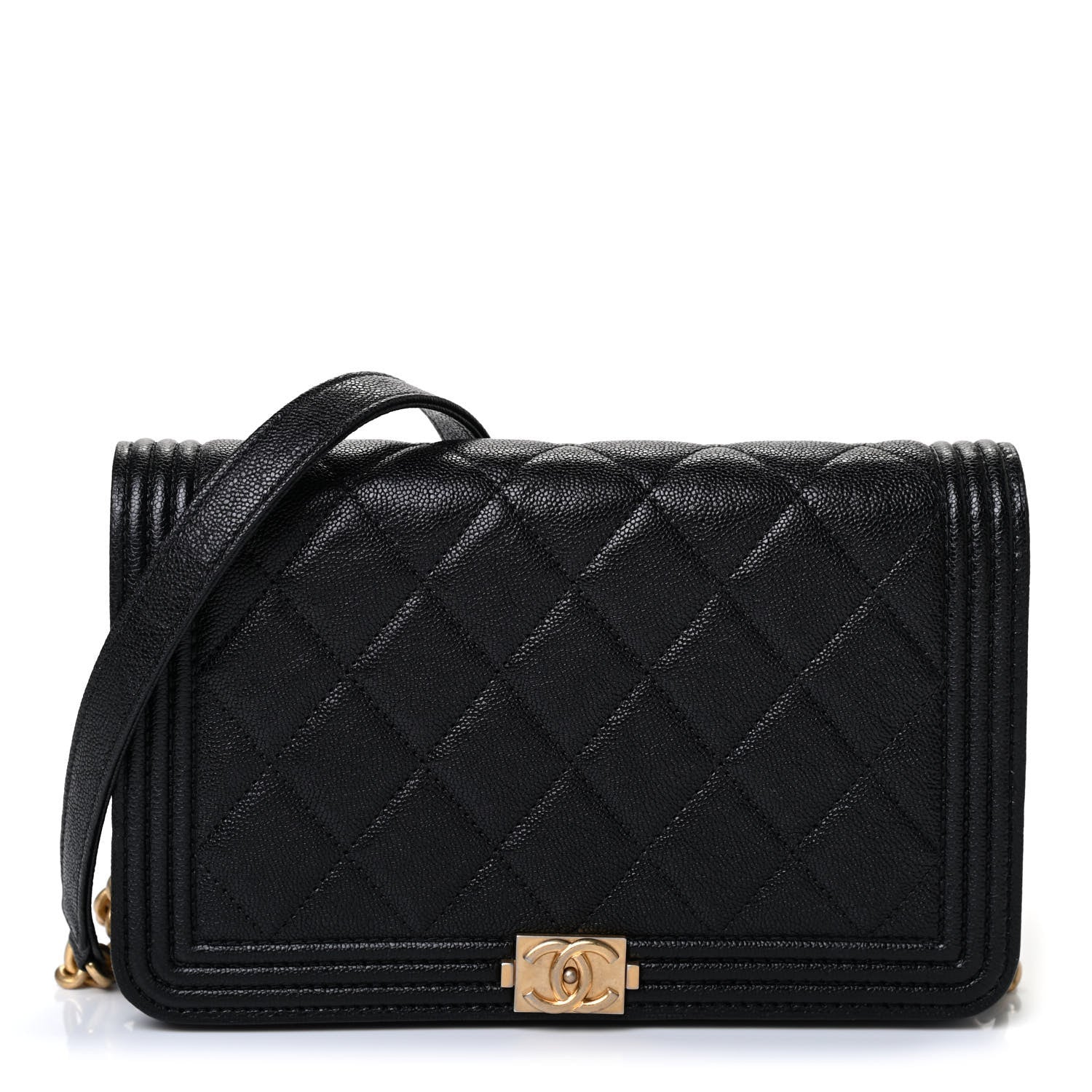 Chanel Caviar Quilted Boy Wallet On Chain WOC Black 1 of 4
