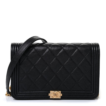 Chanel Caviar Quilted Boy Wallet On Chain WOC Black 1 of 4