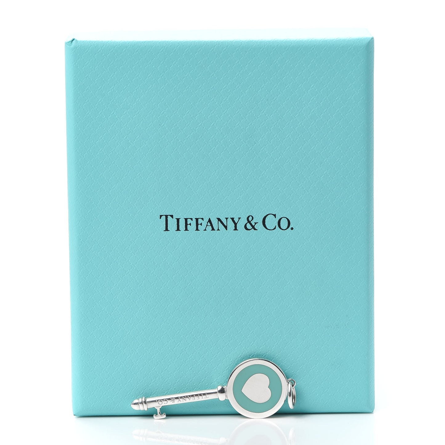 Sterling Silver Enamel Heart Key Pendant Blue