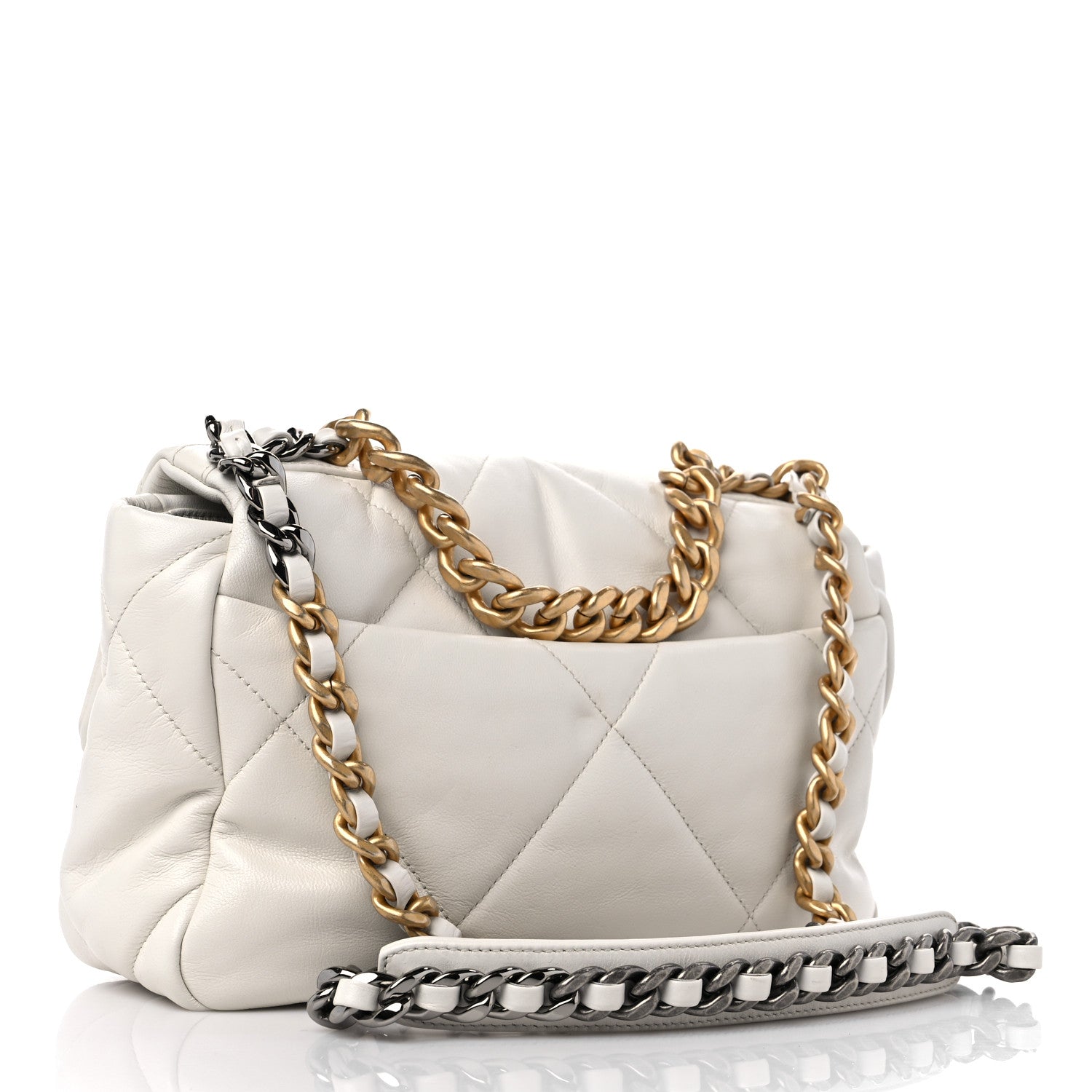 Chanel Lambskin Quilted Medium Chanel 19 Flap White 3 of 10