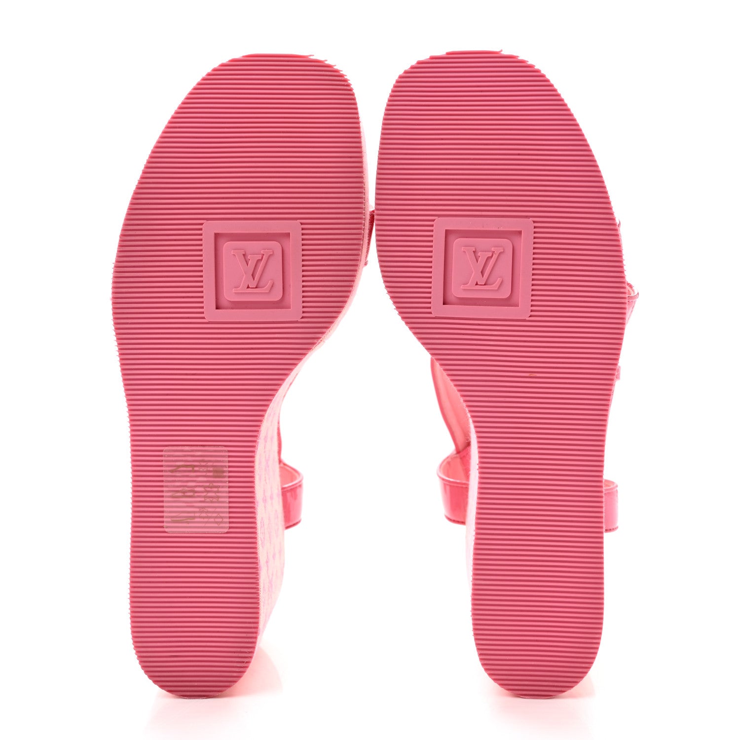 Louis Vuitton Patent Monogram Wedge Sandals 38 Pink 6 of 13