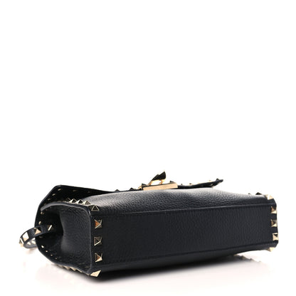 Valentino Garavani Pebbled Calfskin Medium Rockstud Flip Lock Crossbody Bag Black 4 of 8