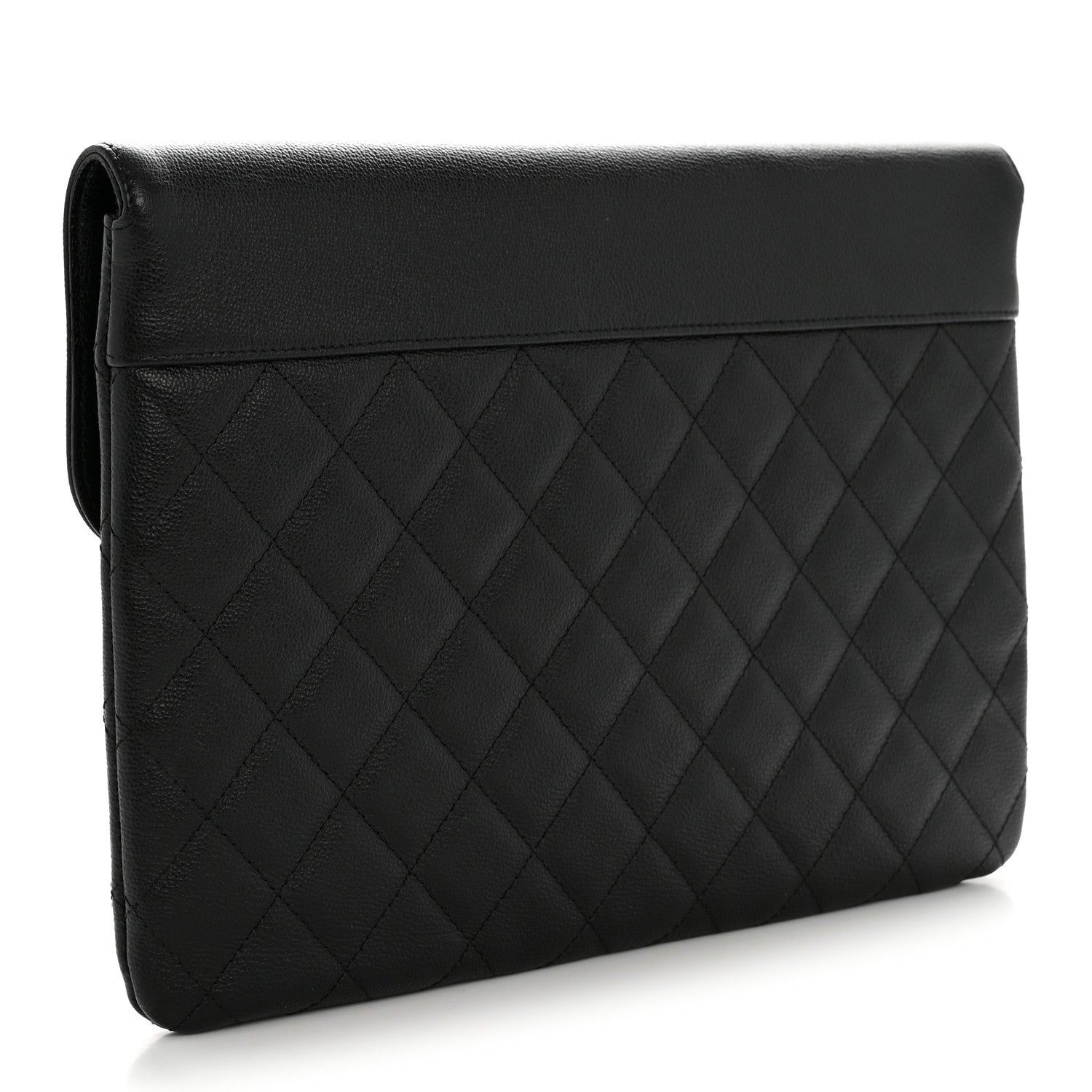 Chanel Grained Calfskin Quilted CC Box Pouch Black 3 of 12
