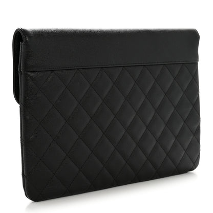 Chanel Grained Calfskin Quilted CC Box Pouch Black 3 of 12