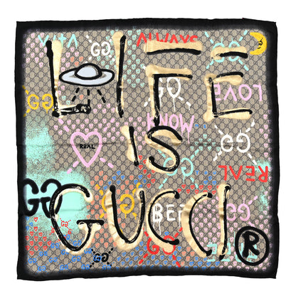 Gucci Silk Twill GG Monogram Life is Gucci Square Scarf Multicolor 1 of 4