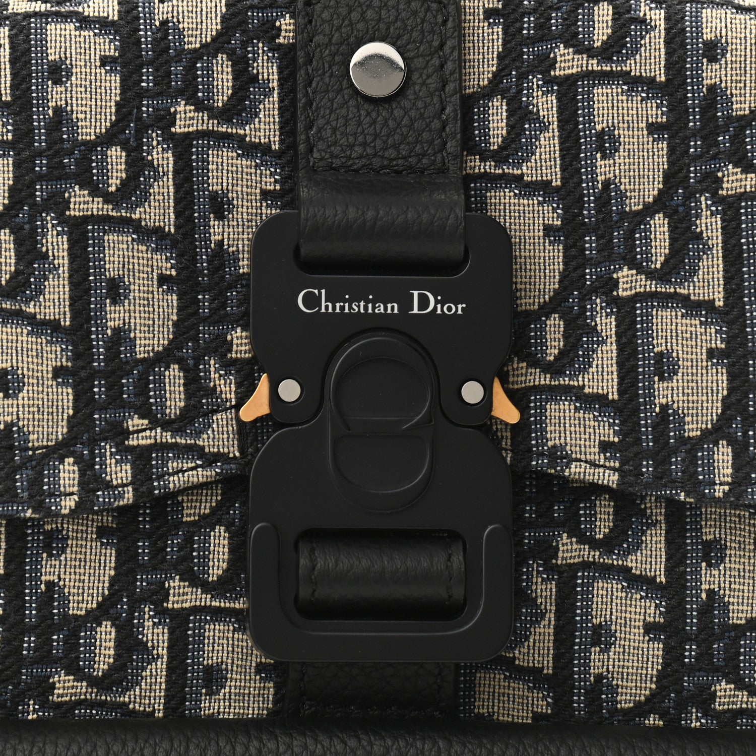 Christian Dior Grained Calfskin Oblique Gallop Sling Bag Black