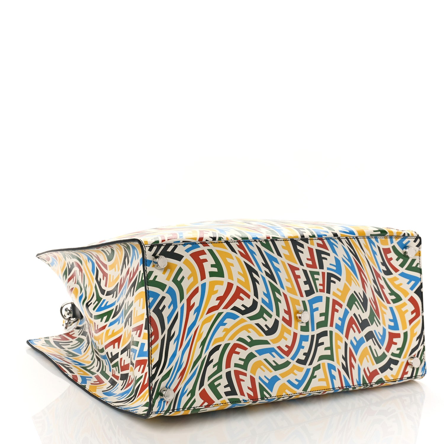 Fendi X SARAH COLEMAN Vitello Grace Light FF Vertigo Shopping Tote White Ice Multicolor 4 of 8