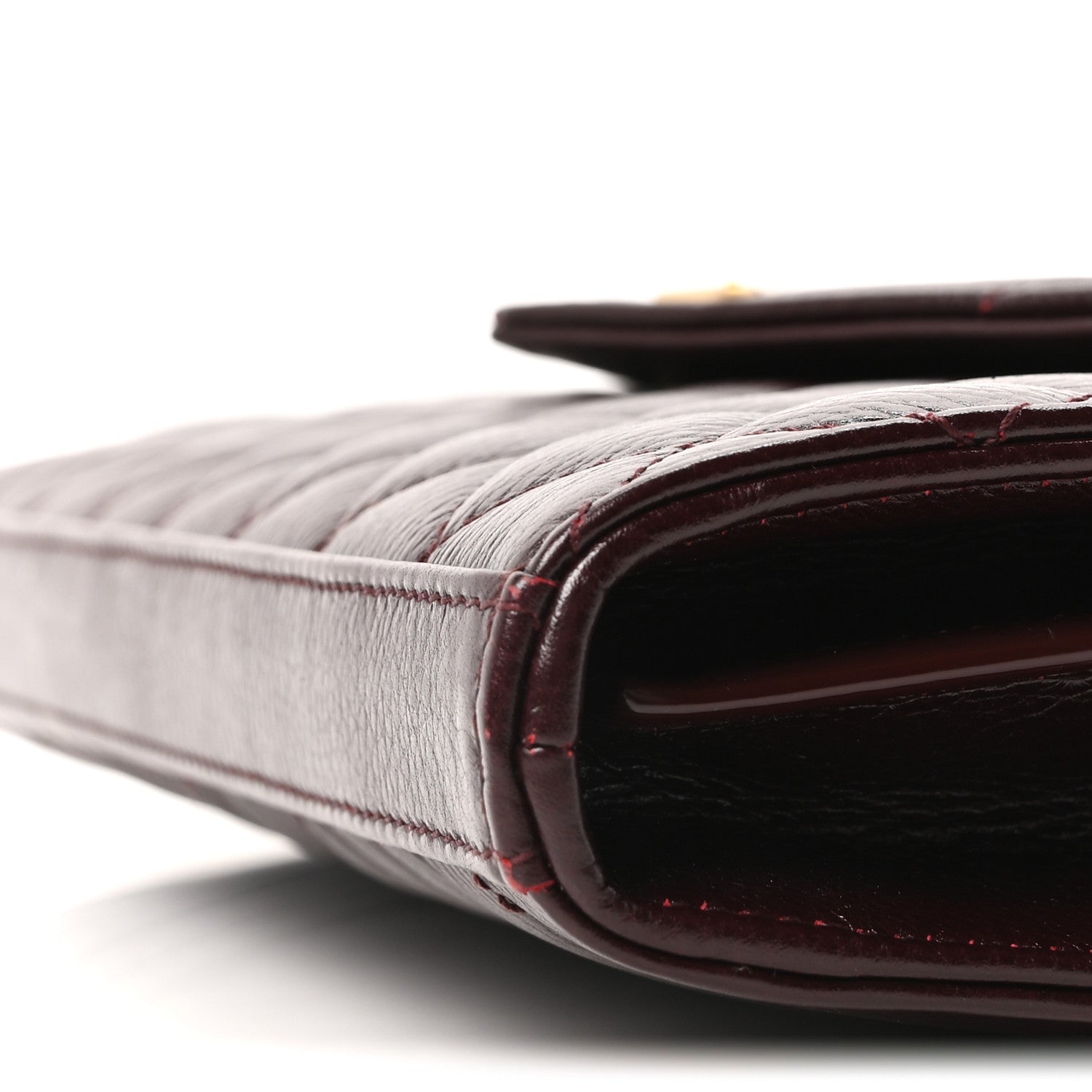 Saint Laurent Grained Calfskin Mixed Matelasse Triquilt Monogram Chain Wallet Lava Falls 16 of 17