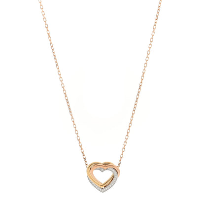 Cartier 18K Pink Yellow White Gold Diamond Trinity Heart Paved Pendant Necklace 1 of 4
