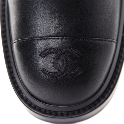Chanel Shiny Lambskin Quilted Lace Up Combat Boots 40 Black 10 of 11