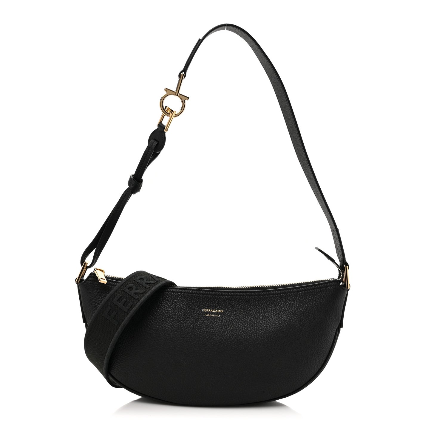 Hammered Calfskin Small Smile Hobo Black