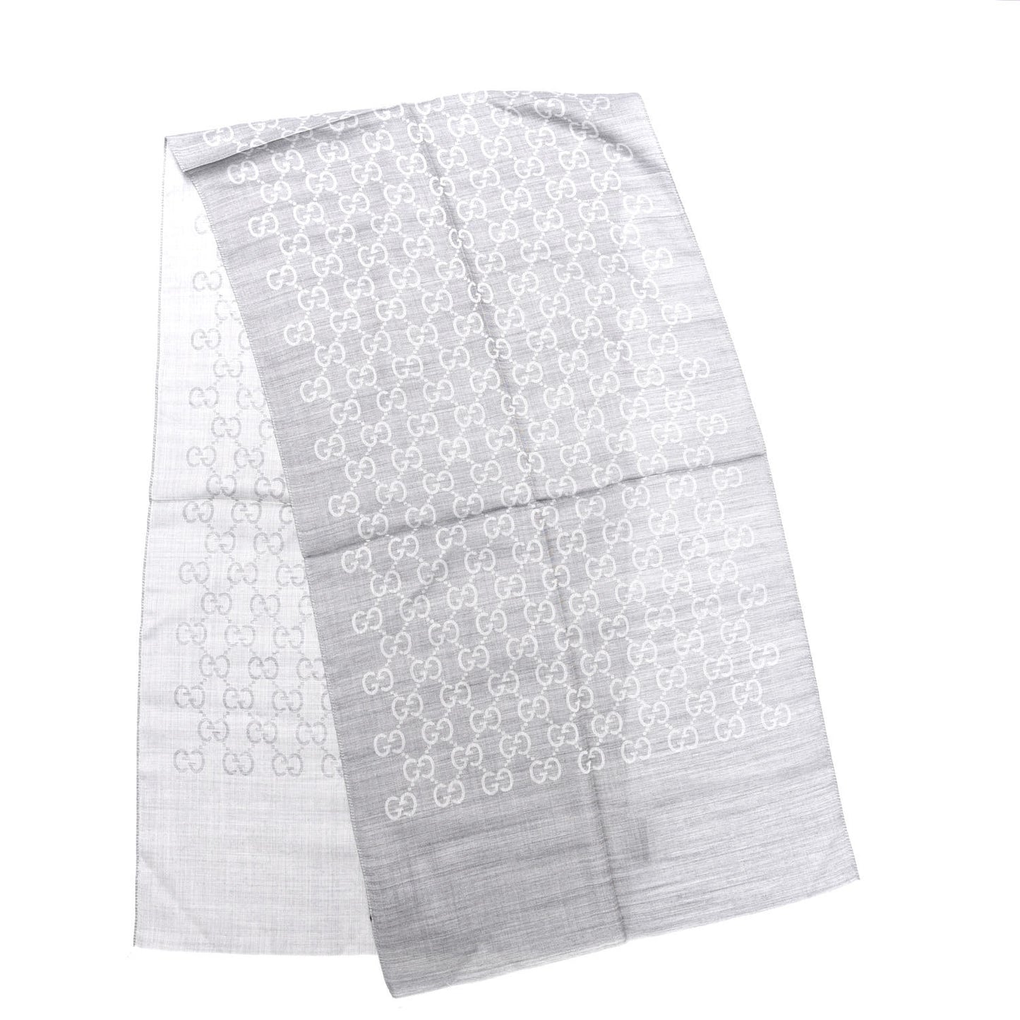 Wool Silk GG Monogram GGNat Scarf Lead