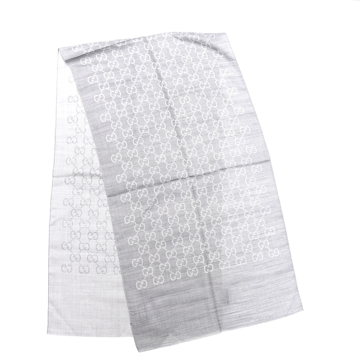 Gucci Wool Silk GG Monogram GGNat Scarf Lead 2 of 4