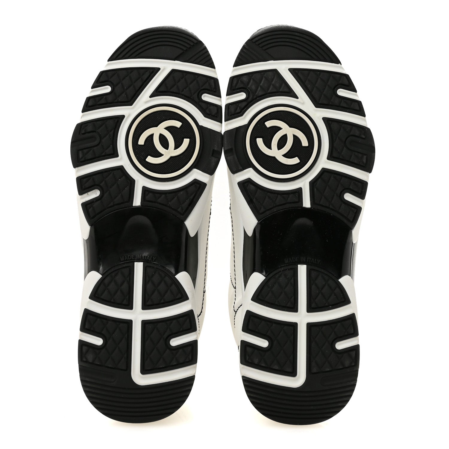 Chanel Cotton Womens CC Sneakers 39.5 White Black 6 of 9