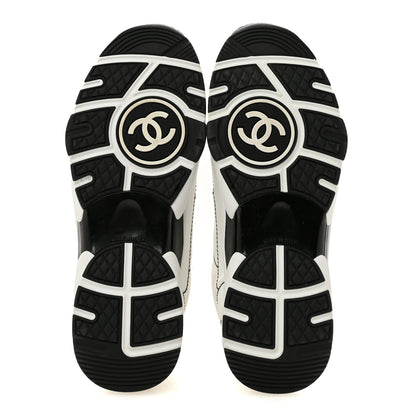 Chanel Cotton Womens CC Sneakers 39.5 White Black 6 of 9