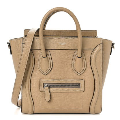 Celine Drummed Calfskin Nano Luggage Dune 1 of 8