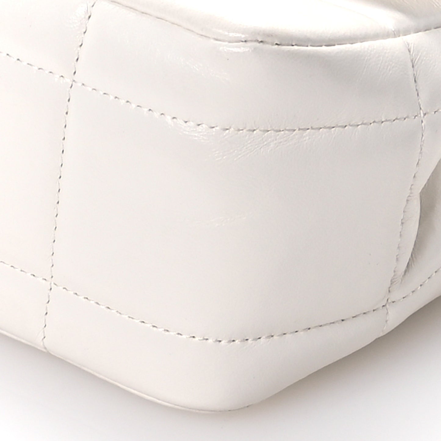 Lambskin Resin Crystal Square Quilted Monacoco Mini Square Flap White