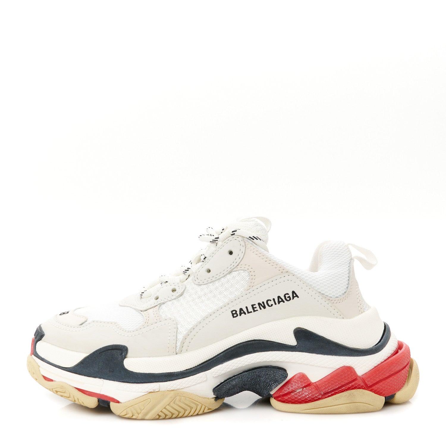 Balenciaga Fabric Mesh Womens Triple S Sneakers 38 Grey Red White 1 of 9