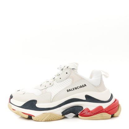 Balenciaga Fabric Mesh Womens Triple S Sneakers 38 Grey Red White 1 of 9