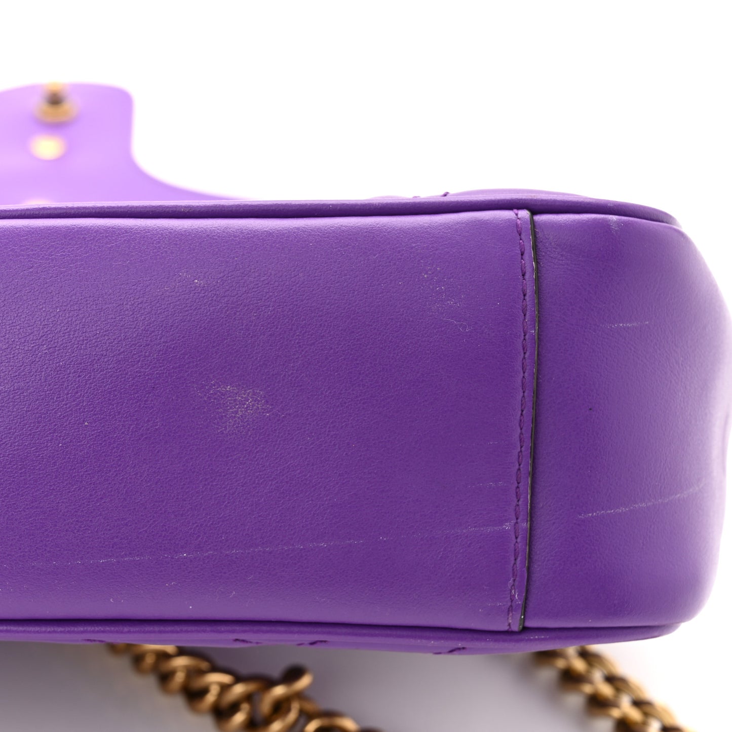 Calfskin Matelasse Small GG Marmont Shoulder Bag Shine Purple