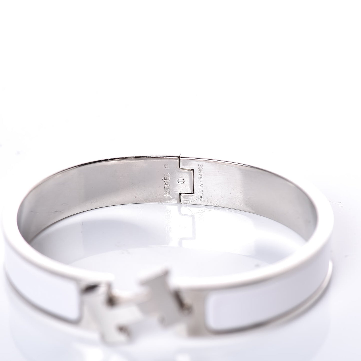 Enamel Narrow Clic Clac H Bracelet GM White