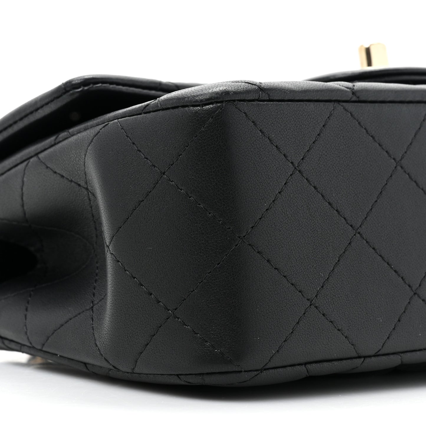 Lambskin Quilted Mini Top Handle Rectangular Flap Black