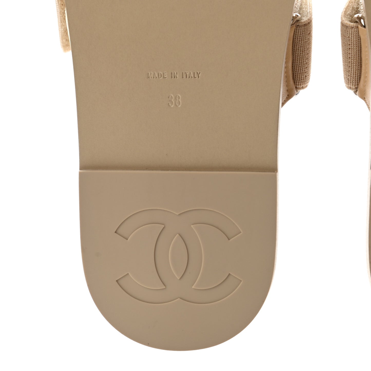 Grosgrain Lambskin Elastic Flat Mules 38 Beige