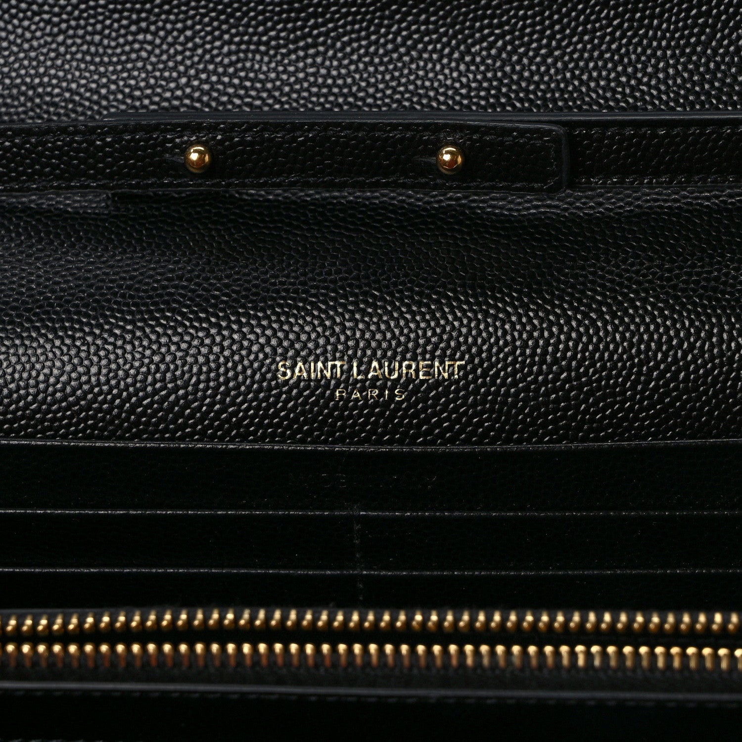 Saint Laurent Grain De Poudre Matelasse Chevron Monogram Chain Wallet Black 6 of 12