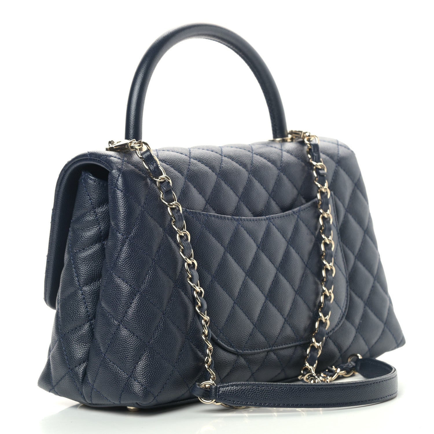 Chanel Caviar Quilted Small Coco Handle Flap Navy 3 of 9