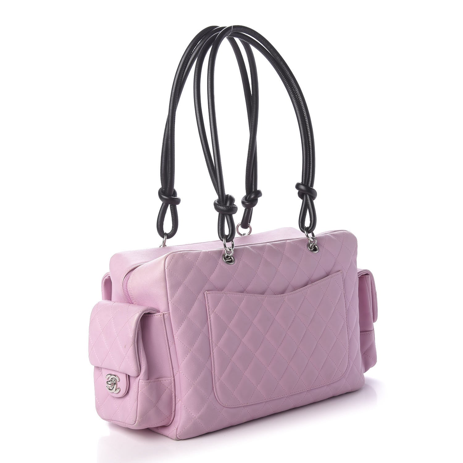 Chanel Calfskin Quilted Large Cambon Multipocket Reporter Pink Black 3 of 16