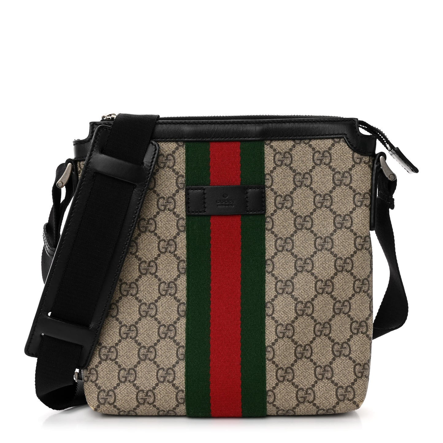 GG Supreme Monogram Web Messenger Bag Black