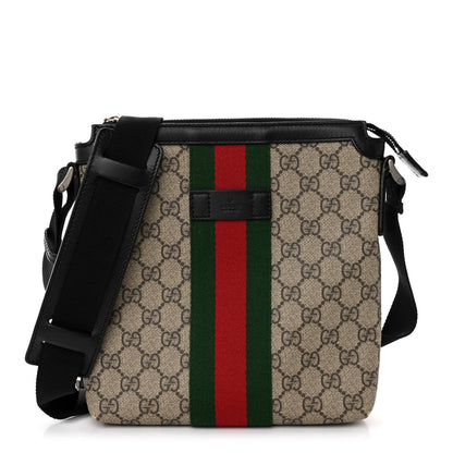 Gucci GG Supreme Monogram Web Messenger Bag Black 1 of 9