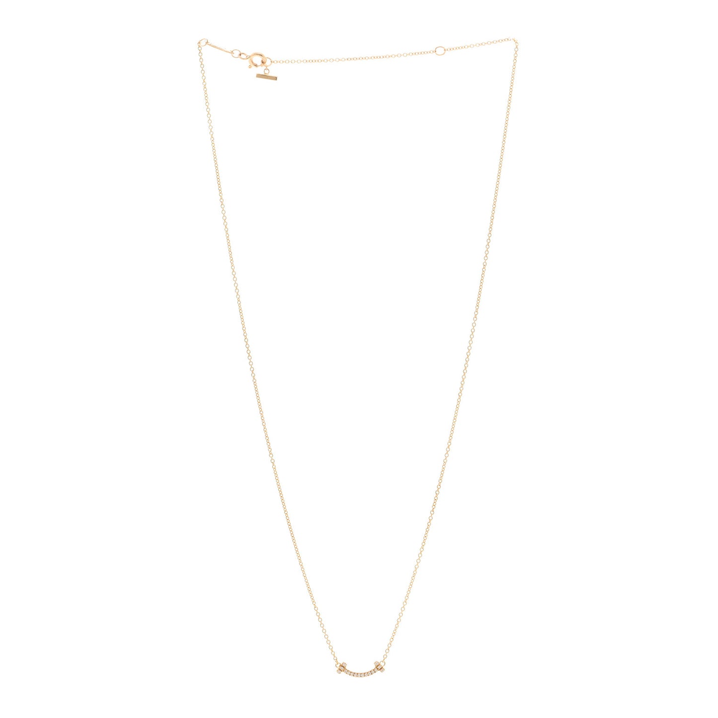 18K Yellow Gold Diamond Mini T Smile Pendant Necklace