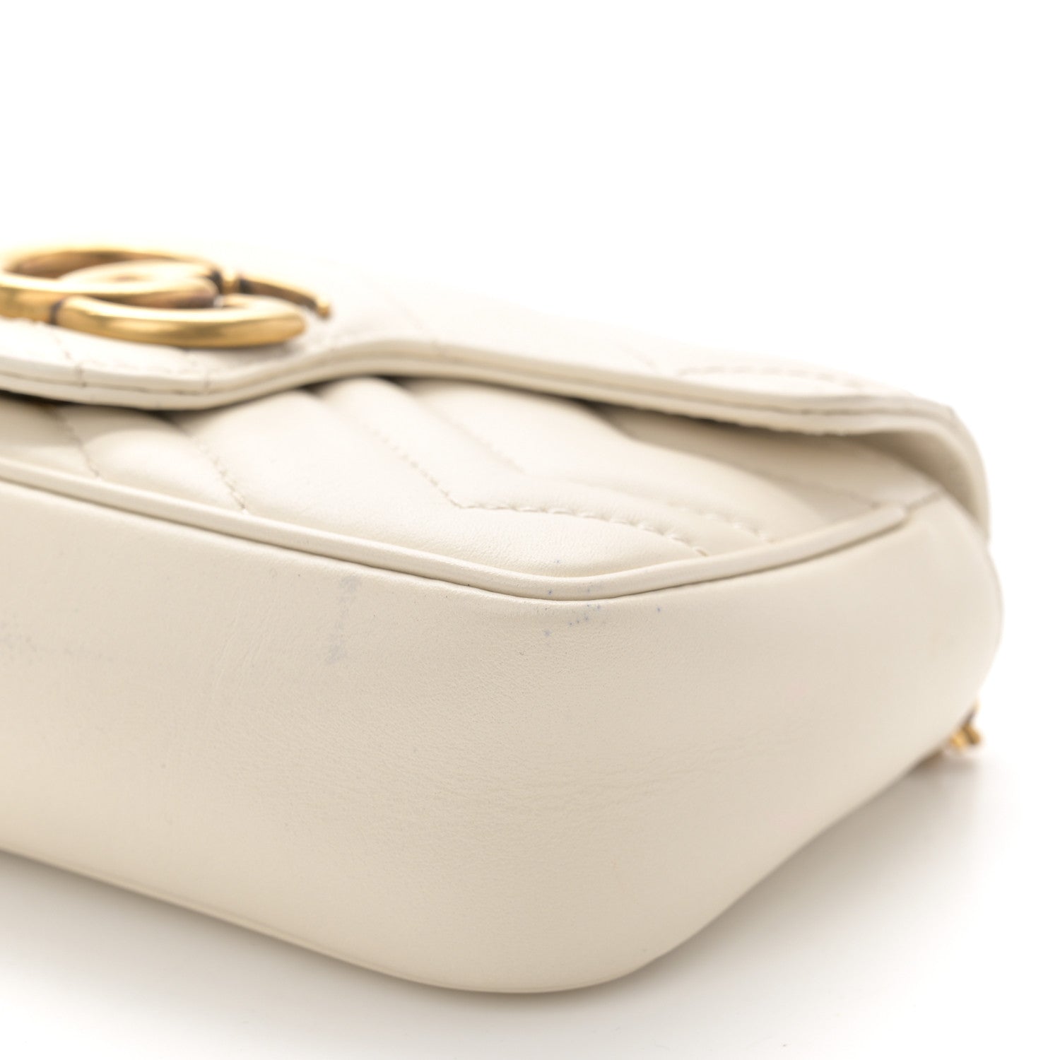 Gucci Calfskin Matelasse Super Mini GG Marmont Shoulder Bag White 10 of 10