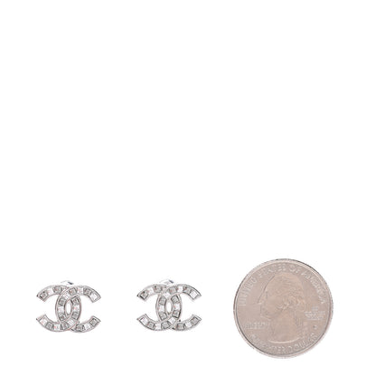 Chanel Baguette Crystal CC Earrings Silver 2 of 5