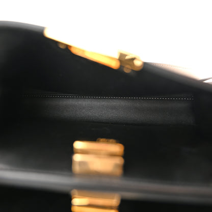 Fendi Vitello Tahiti Burro Medium Peekaboo Iconic Essentially Satchel Tortora Black 5 of 11