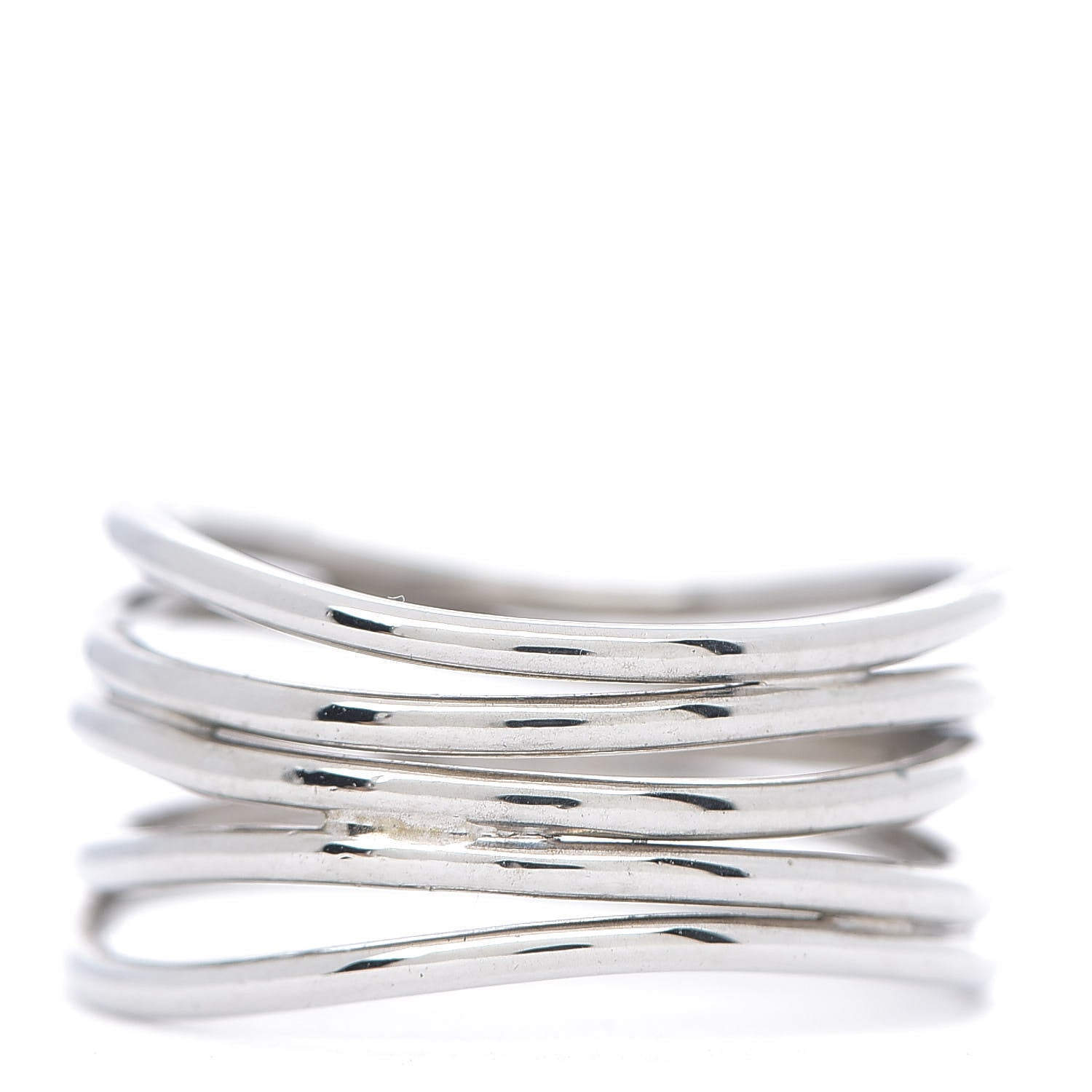 Tiffany 18K White Gold Elsa Peretti 5 Row Wave Ring 51 5.75 3 of 5