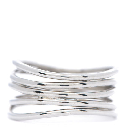 Tiffany 18K White Gold Elsa Peretti 5 Row Wave Ring 51 5.75 3 of 5