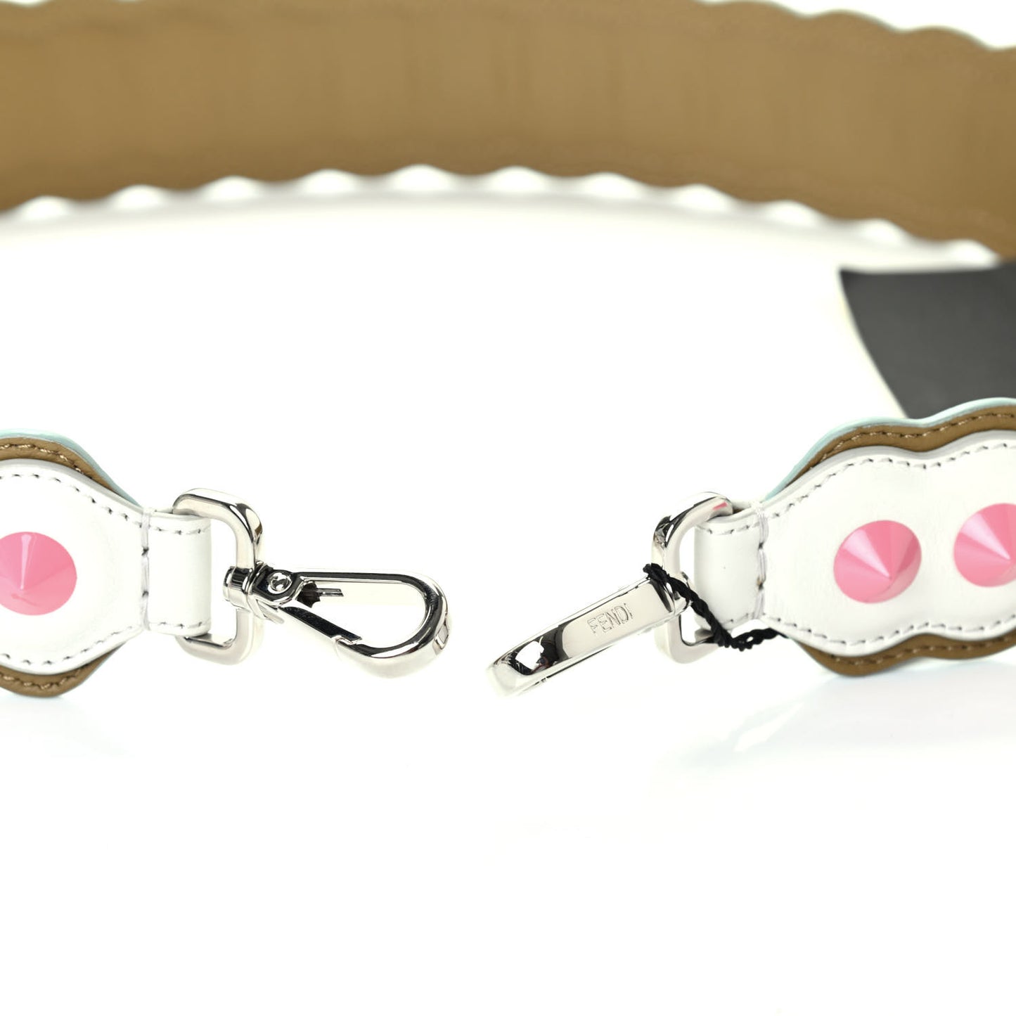 Vitello Dolce Scalloped Spike Studded Strap You White Camaleonte Coral Pink